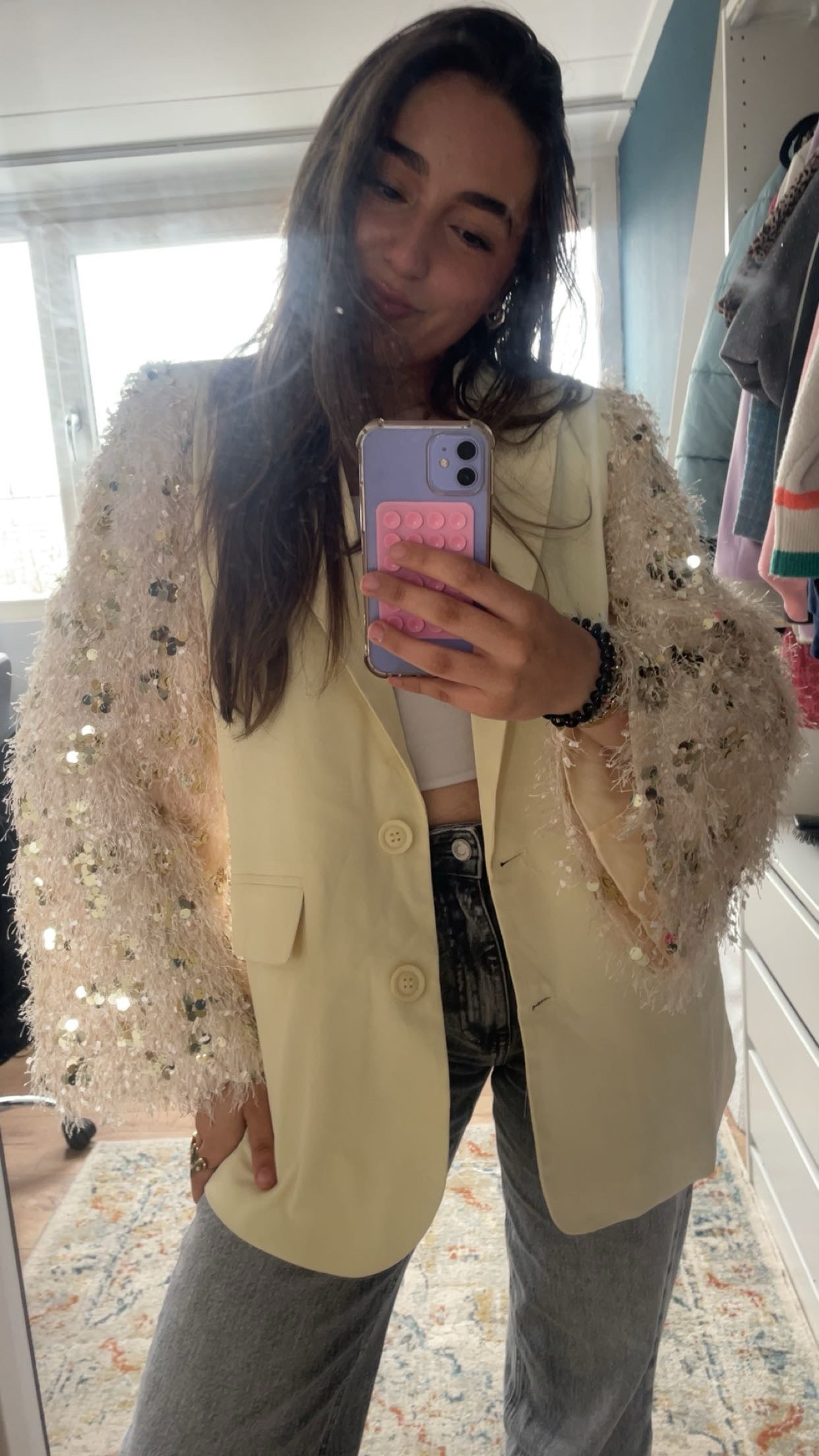 Fluffy sparkle blazer