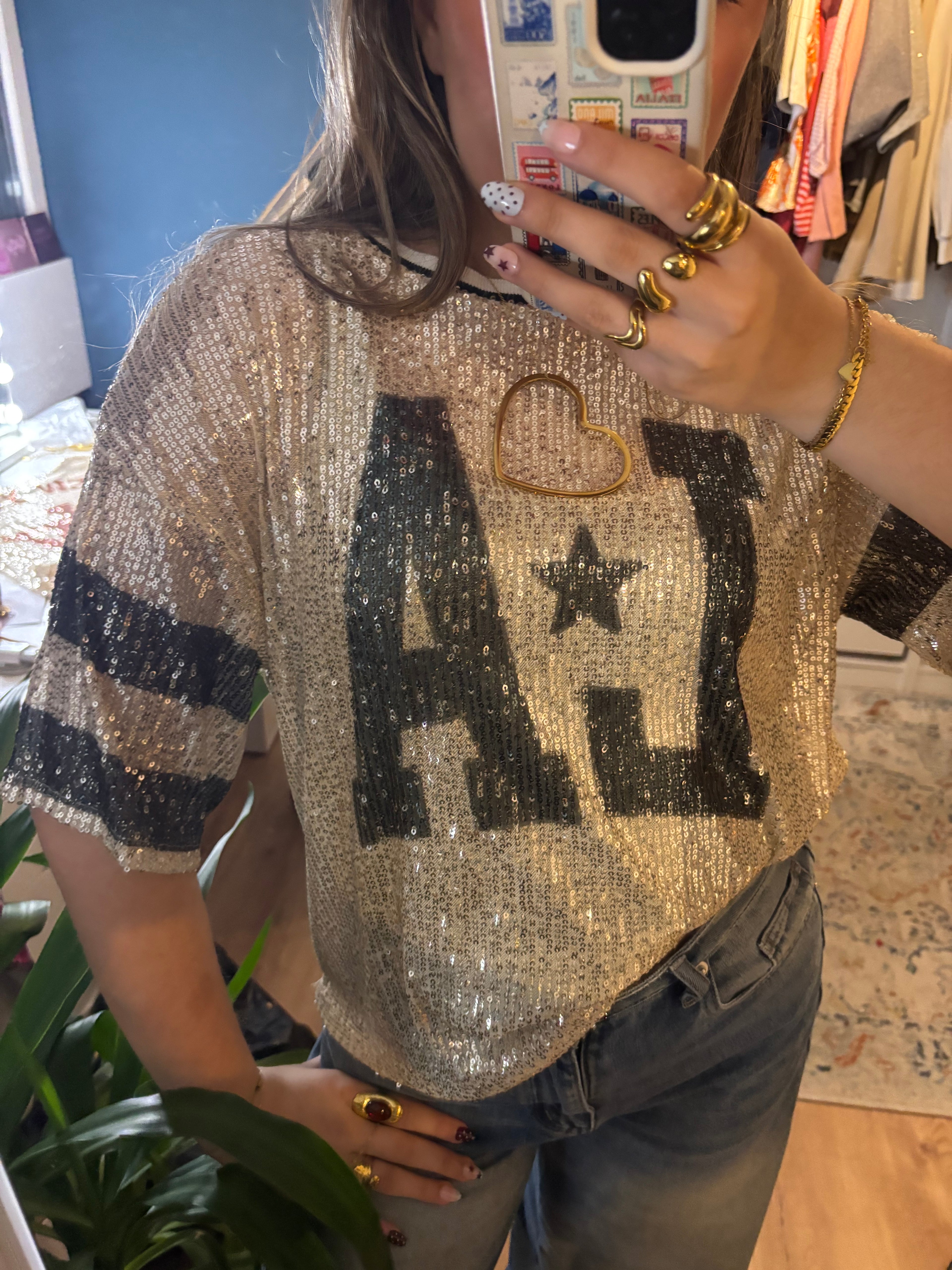 Glitter jersey - groen