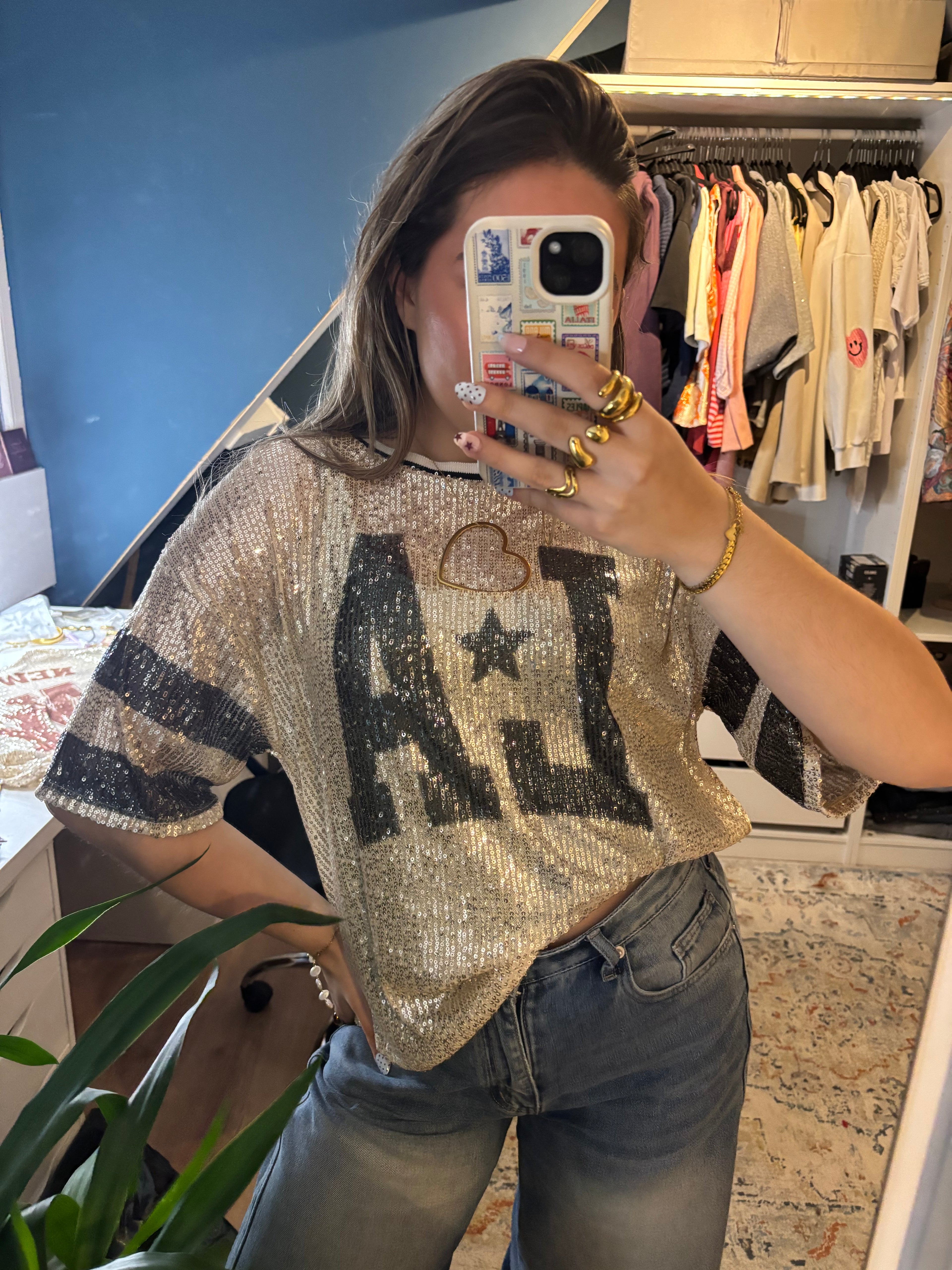 Glitter jersey - groen