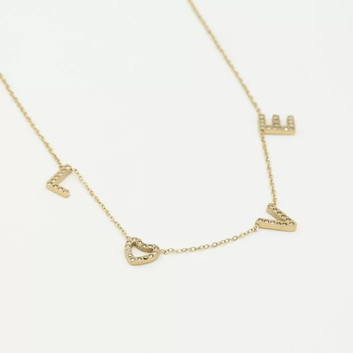 LOVE ketting met steentjes - goud