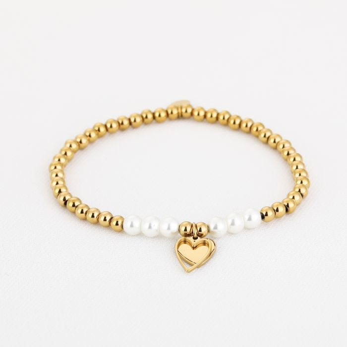 Kralen armbandje met parels en hartje