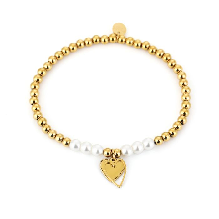 Kralen armbandje met parels en hartje