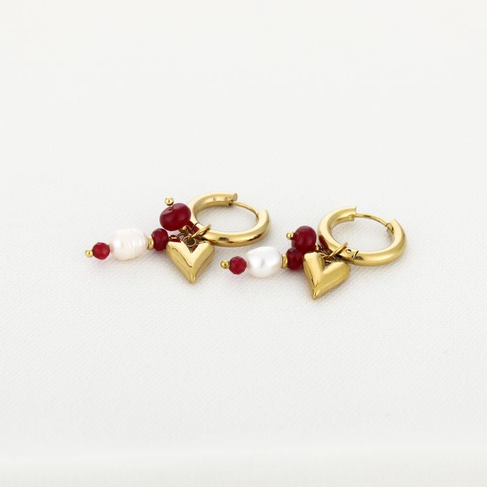 Small heart charm earring