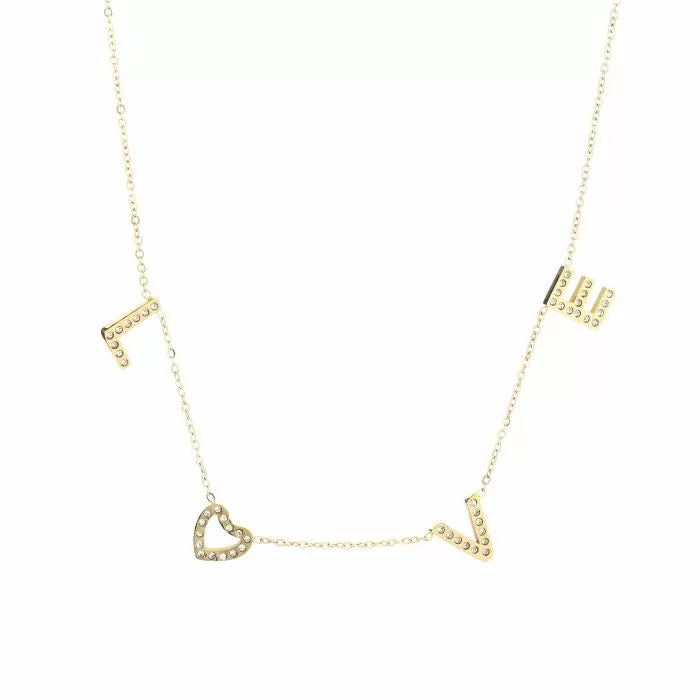 LOVE ketting met steentjes - goud